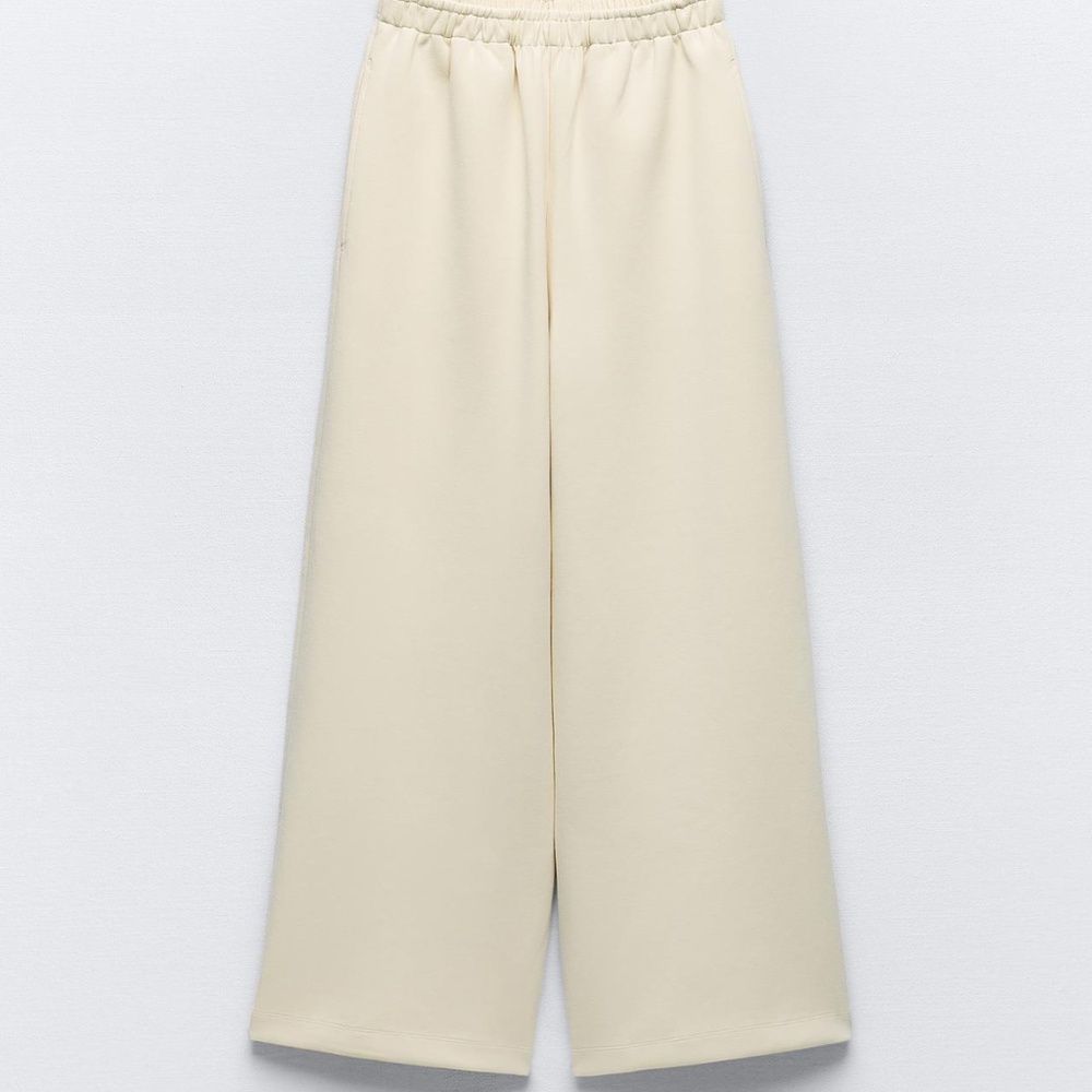Zara Wide Leg Plush Pants | Medium | Ecru **New with Tags**